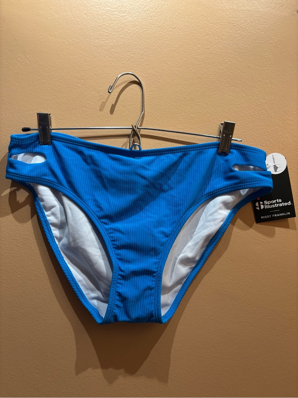 Sports Illustrated Missy Franklin Blue Ribbed Bikini Bottoms Size Medium NWT